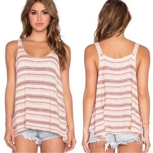 Free People Striped Sailor Tank Ivory Red Blue Stripe Size S EUC